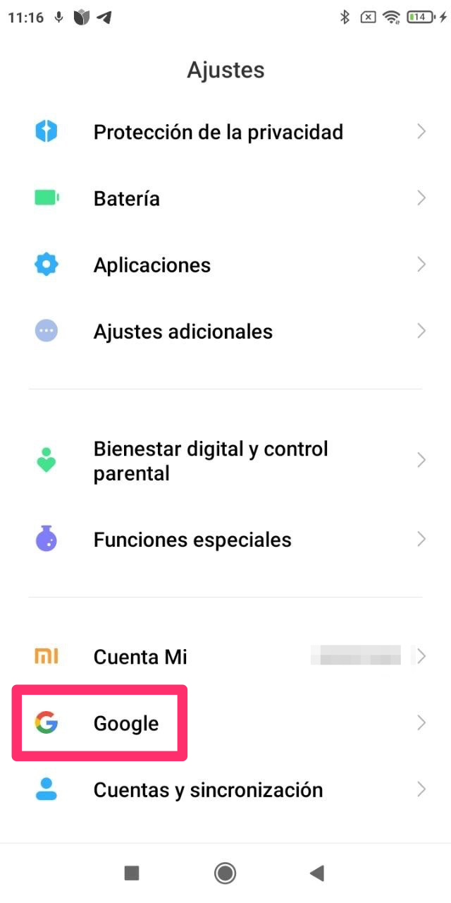 Panel de configuraciones