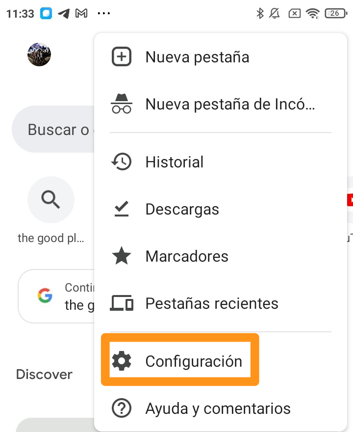 Configuración de Chrome