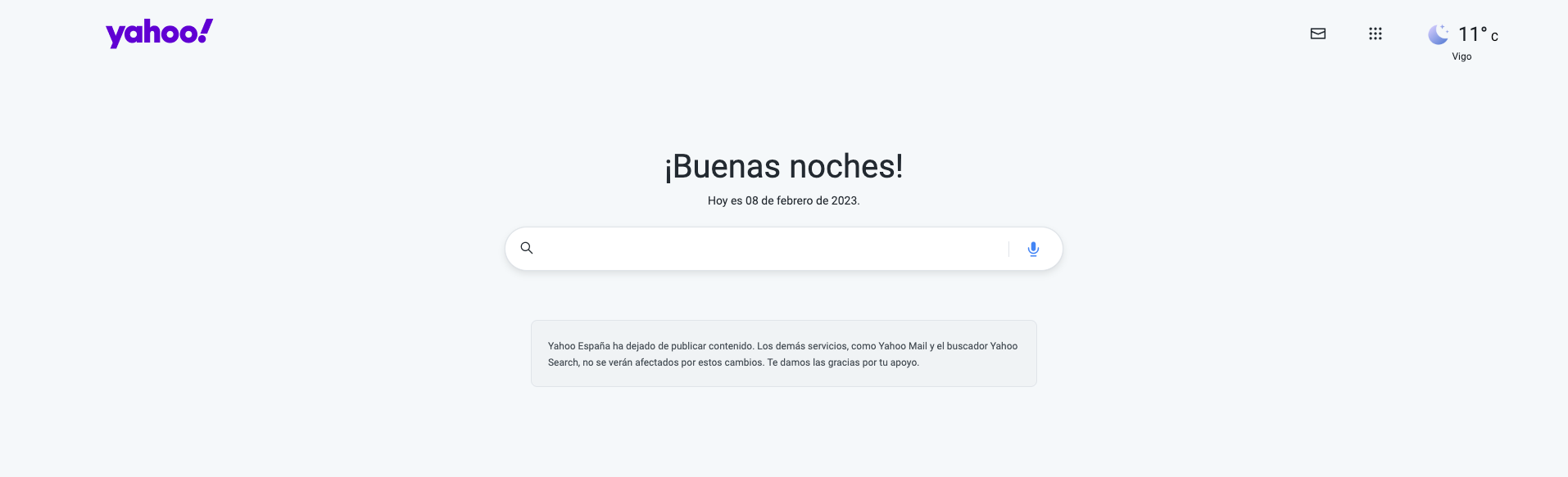 Web actual de Yahoo España.