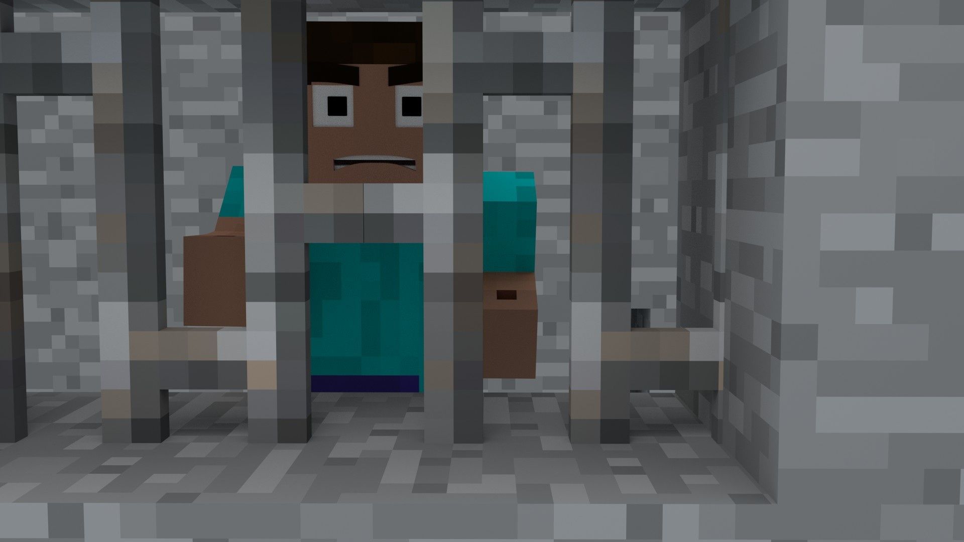 Personaje de Minecraft en una prisión.