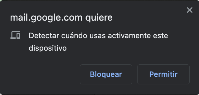 Cuadro de diálogo de Google Chrome solicitando permiso.