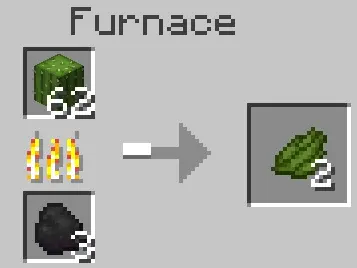 Receta de fundición de tinte verde en Minecraft