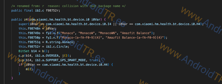 Código interno de la app Zepp utilizado para interactuar con el Amazfit Balance.