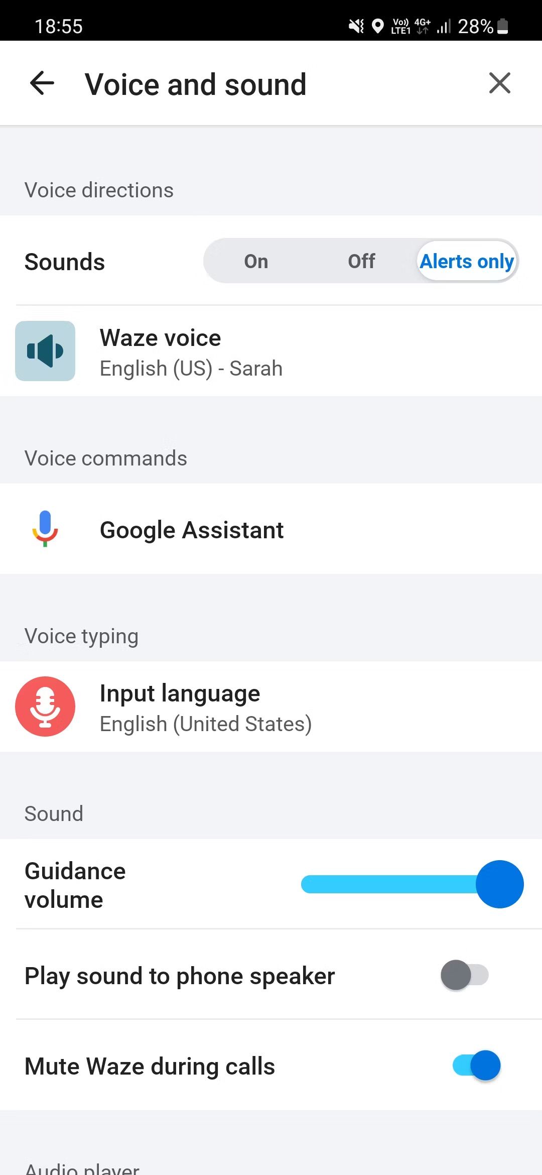 La grabadora de voz de Waze mostrando los botones de grabación y reproducción
