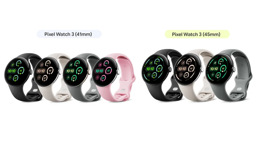 Colores disponibles para el Google Pixel Watch 3 en sus dos tamaños