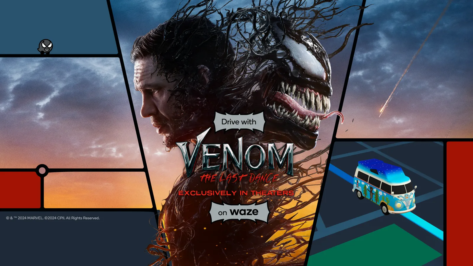 Imagen promocional de Venom en Waze promocionando la película The Last Dance