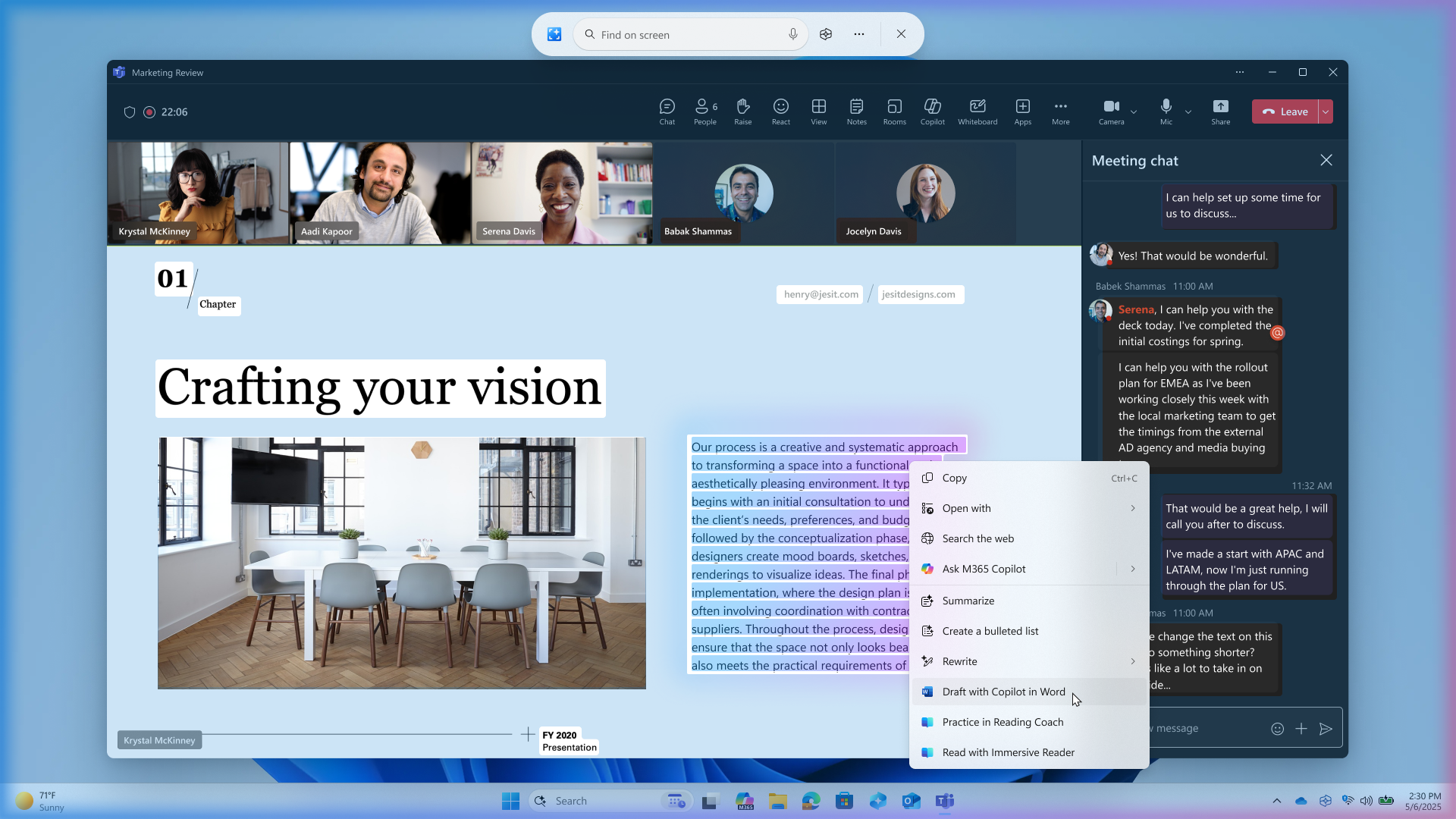 Captura de pantalla de la nueva función de Windows 11 "Draft with Copilot in Word"