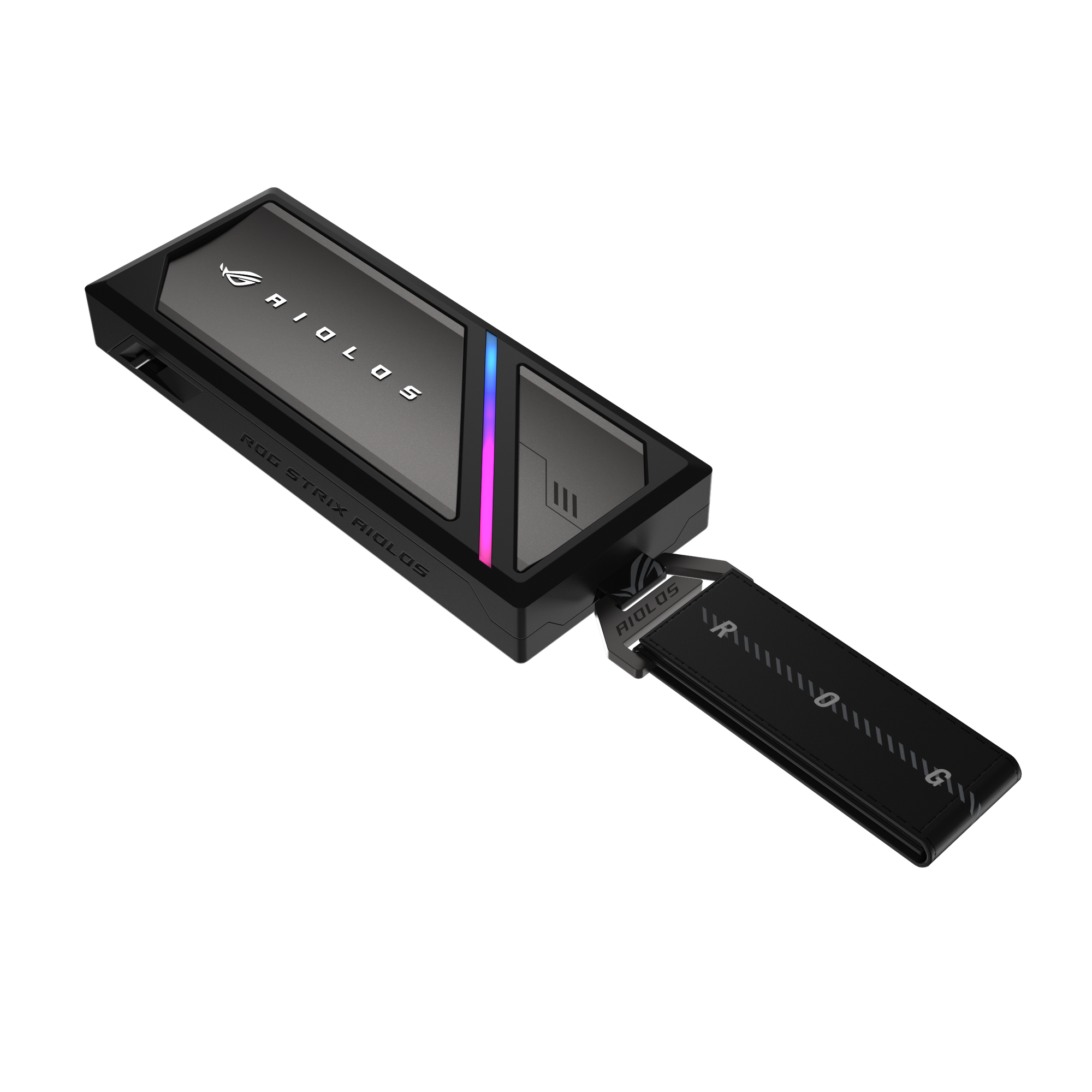 Imagen promocional de la caja SSD externa ROG Strix Aiolos