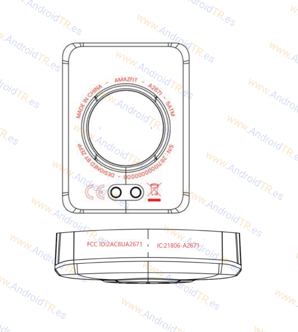 Esquema del posible Amazfit Helio Core 2 filtrado en la FCC