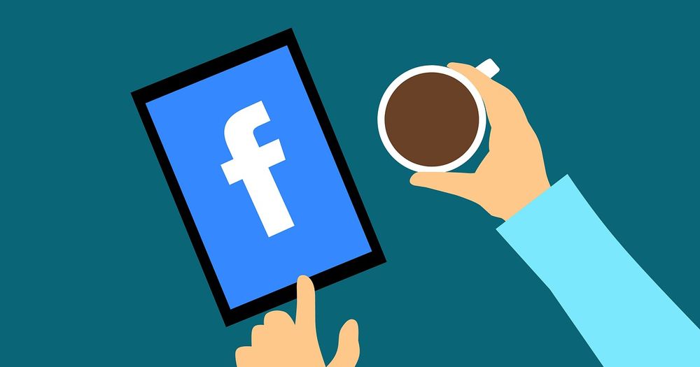 Tablet con el logo de Facebook de fondo