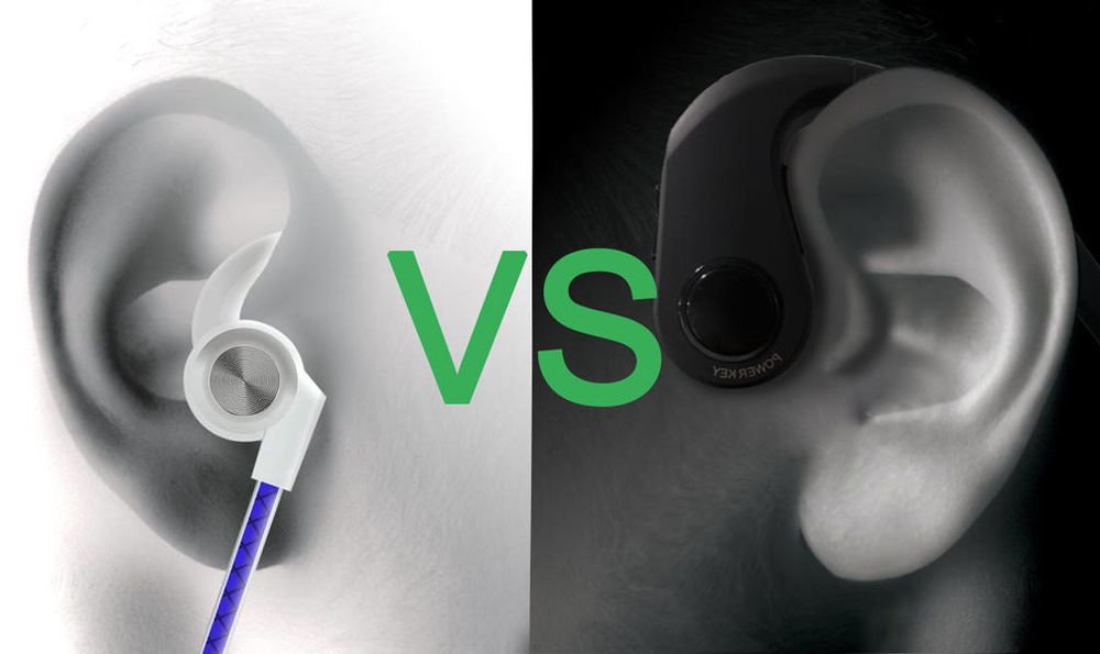 Una imagen de unos auriculares normales VS Auriculares de conducción ósea