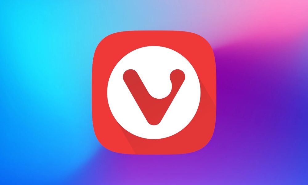 Logo del navegador Vilvaldi en un fondo multicolor