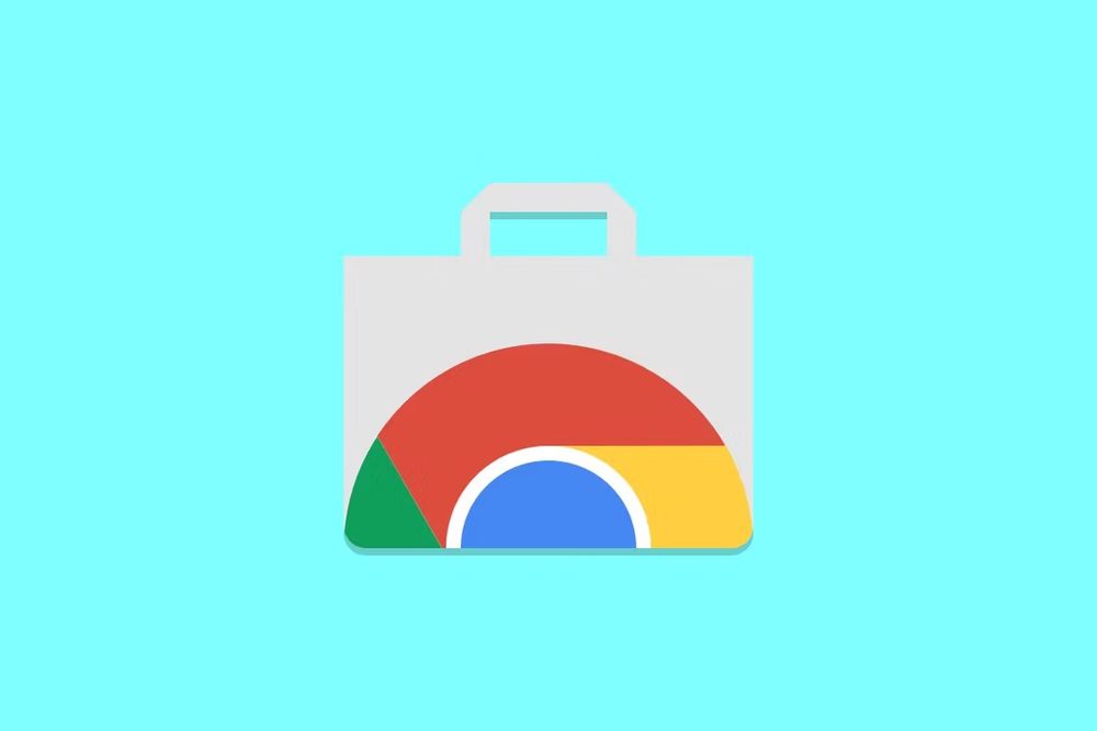 Logo de Google Chrome puesto en una bolsa de compras en un fondo azul celeste