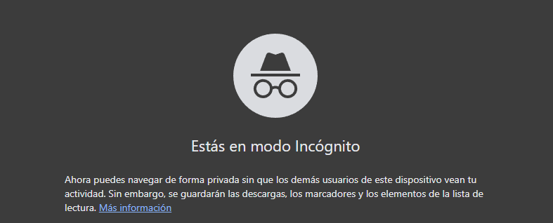 Modo incógnito de Chrome