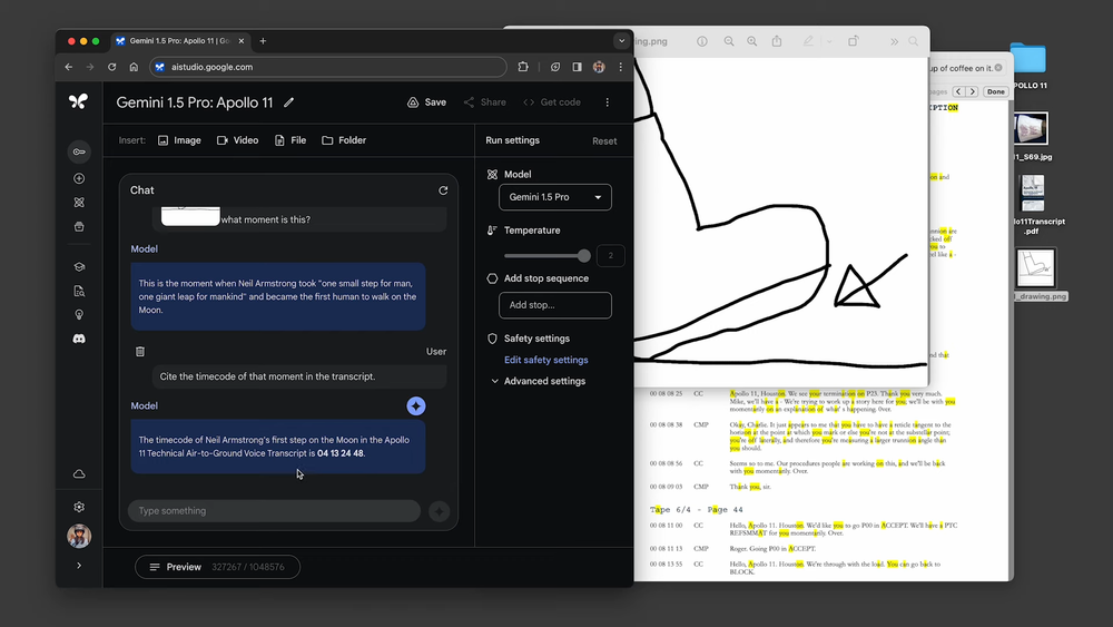 Captura de la IA Gemini 1.5 Pro en funcionamiento