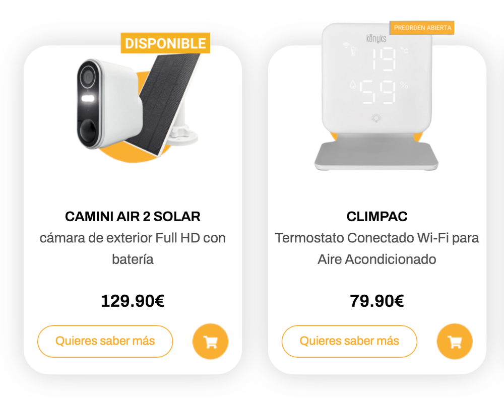 Cámara y termostato de la marca Konyks
