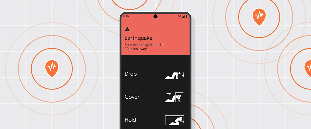 Imagen promocional de la nueva función de alerta de terremotos de Google