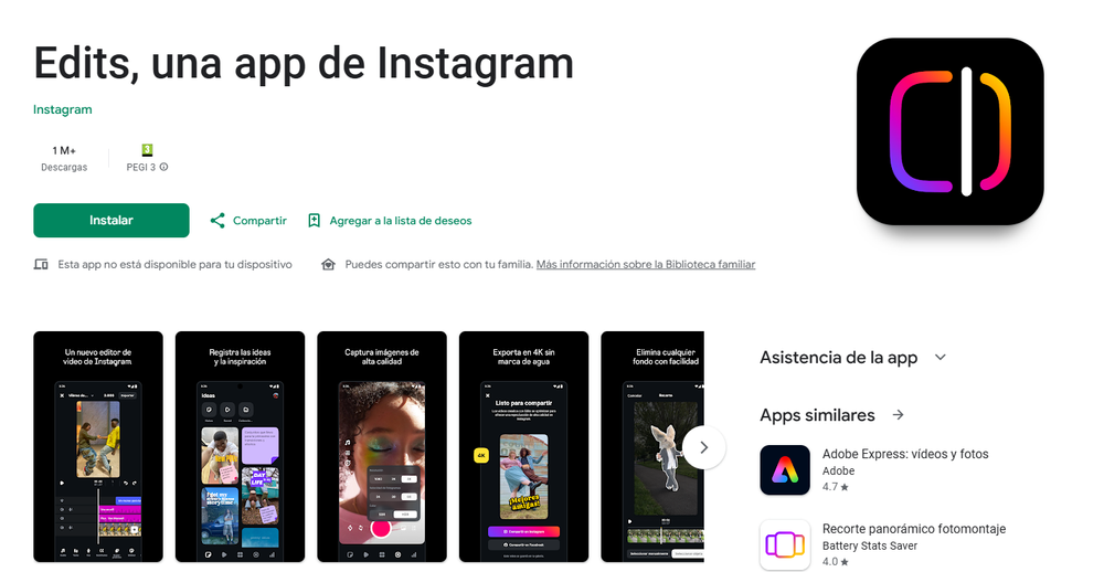 Edits, nueva app de Intagram