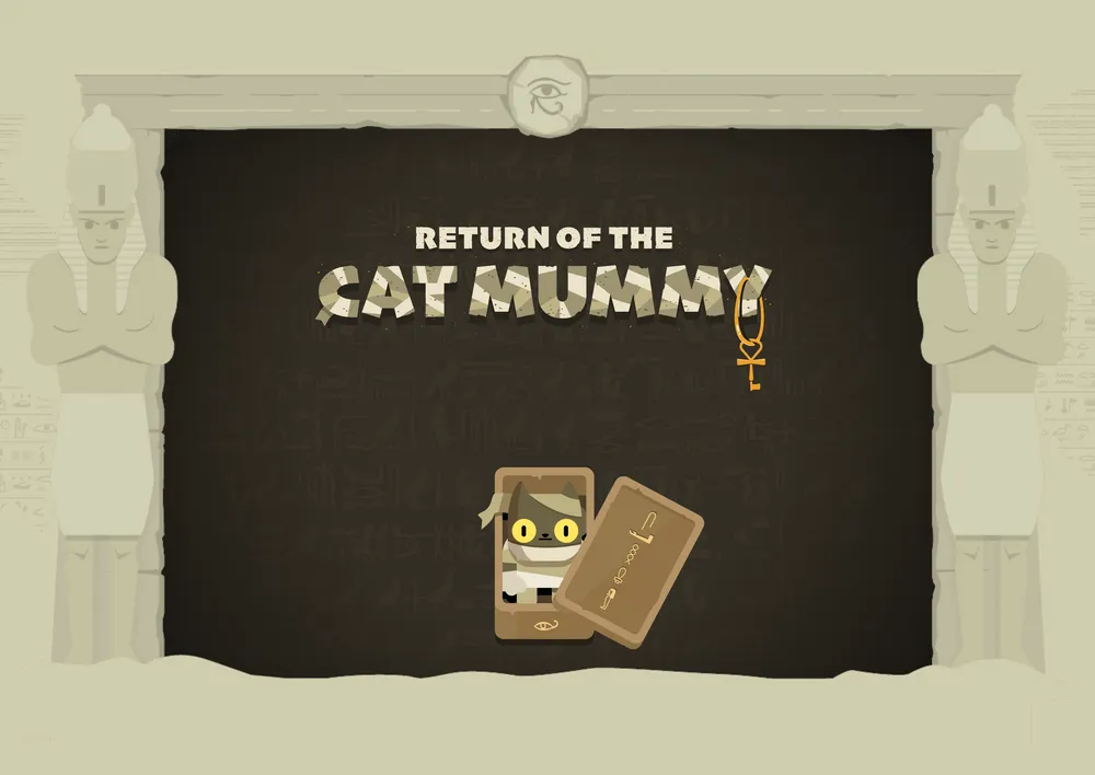 Fotograma del juego de Google llamado "Return of the Cat Mummy"