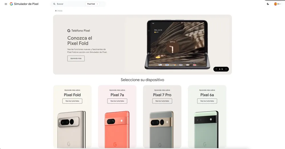 Nueva web de Google "Simulador de Pixel"