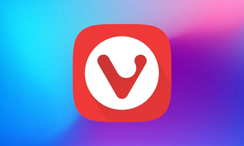 Logo del navegador Vilvaldi en un fondo multicolor