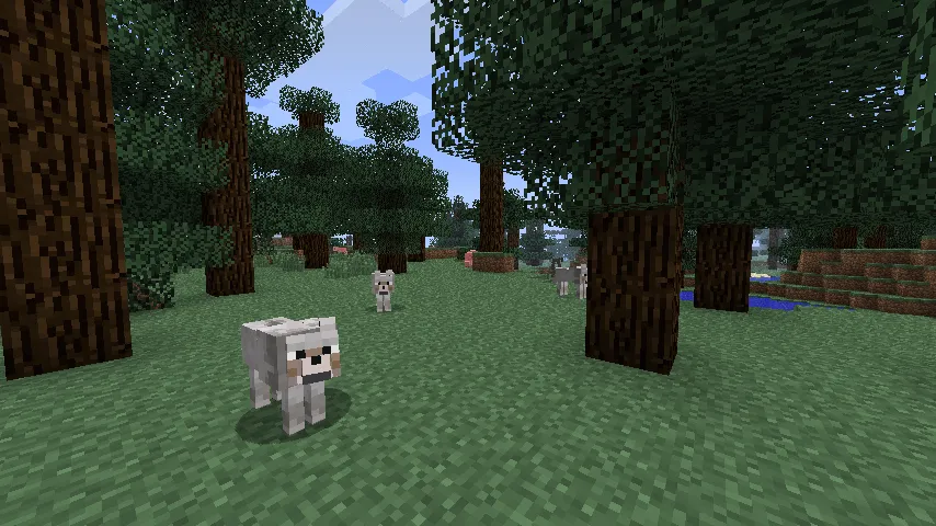 Lobo en el bosque de Minecraft