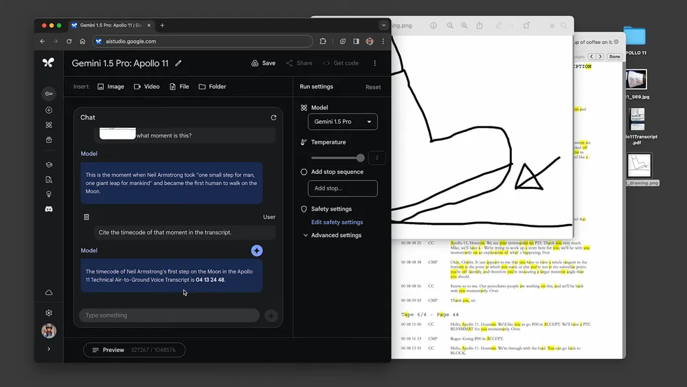 Captura de la IA Gemini 1.5 Pro en funcionamiento