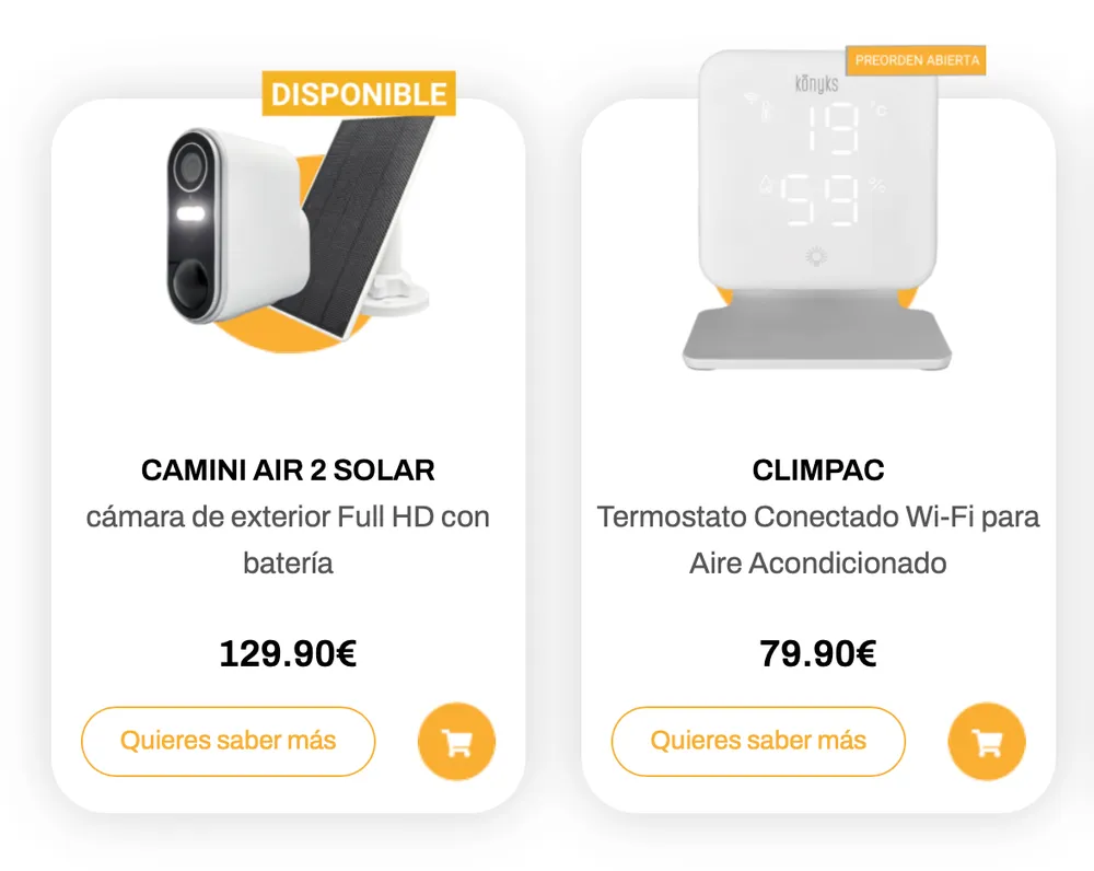 Cámara y termostato de la marca Konyks
