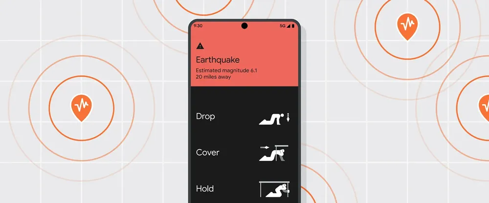 Imagen promocional de la nueva función de alerta de terremotos de Google