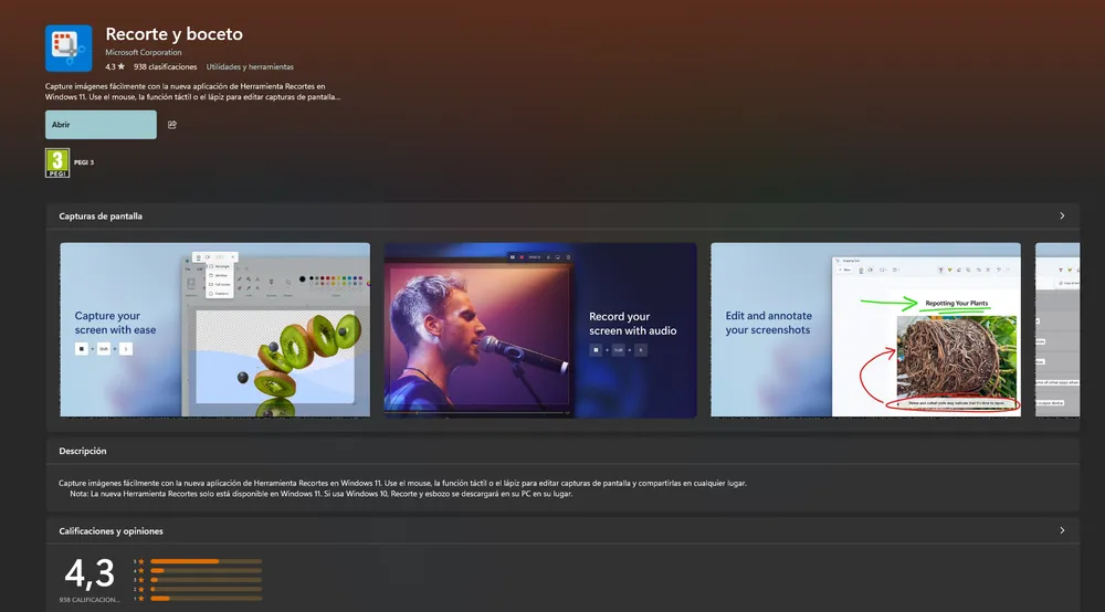 Aplicación recorte y boceto