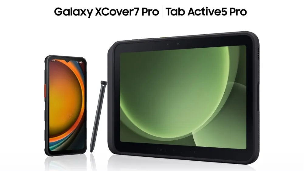 Imagen promocional de la nueva Samsung Galaxy Tab Active5 Pro y Galaxy XCover7 Pro