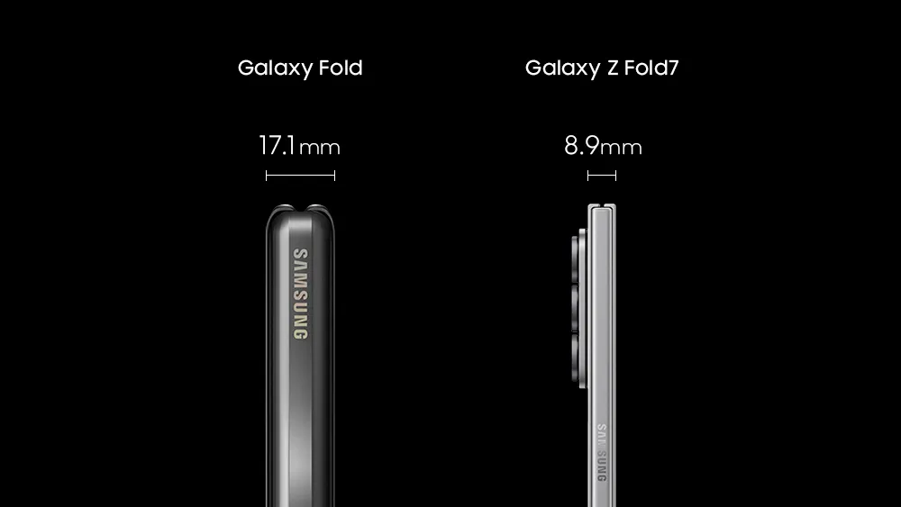 Comparativa del nuevo Samsung Galaxy Z Fold7 con la primera versión del Galaxy Fold