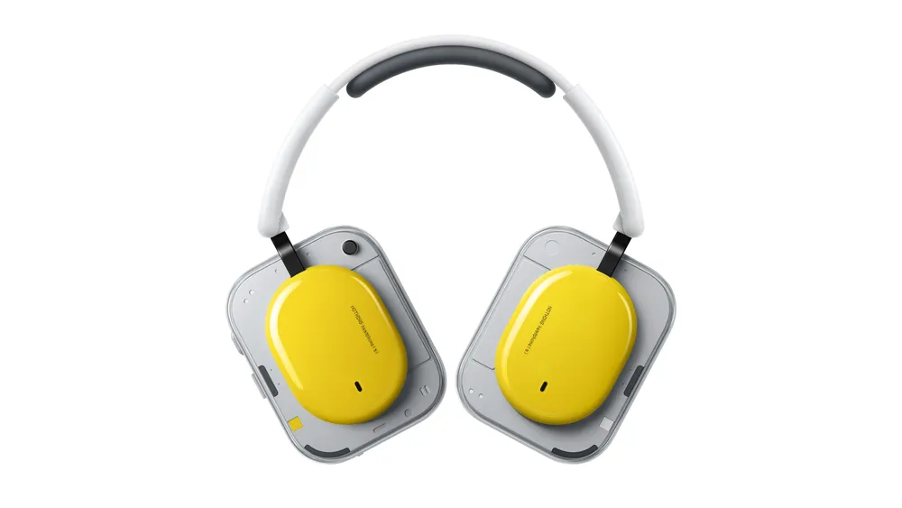 Imagen promocional de los nuevos auriculares de diadema Nothing Headphone (a) en color amarillo