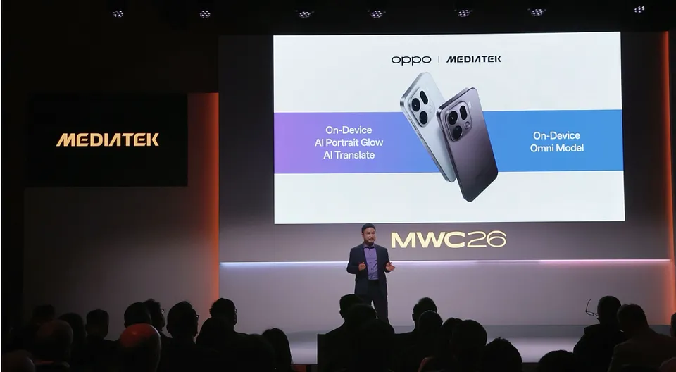 Imagen de la presentación de la colaboración entre OPPO y MEDIATEK anunciada en el MWC 2026 de Barcelona