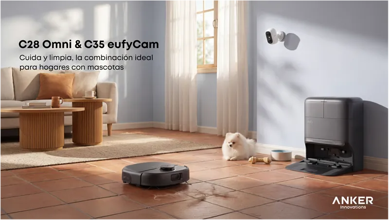 Eufy combina cámara y robot aspirador para hogares con mascotas