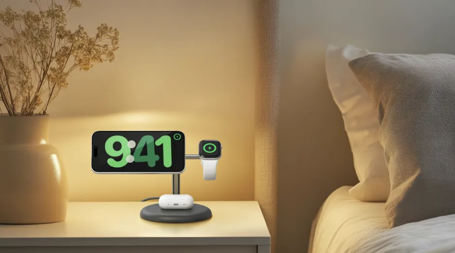 Belkin UltraCharge 3 en 1 En una mesita de noche