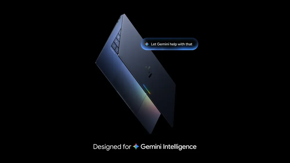 Imagen promocional del nuevo Googlebook, el nuevo ordenador de Google con Gemini integrado