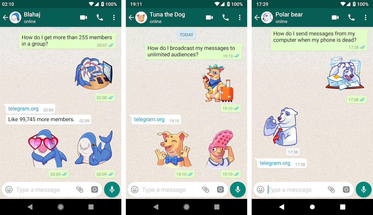 Telegram crea una app de stickers para WhatsApp y la aprovecha para